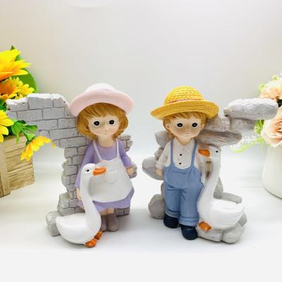 China China hot selling socket the goose lovers and garden lovers furnishing articles resin crafts cartoon love couples rural ornaments for sale