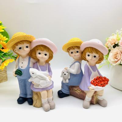 China China hot sale supply animal rural lovers and garden lovers of furnishing articles resin crafts cartoon love couple ornaments for sale