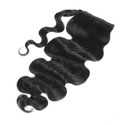 China Natural Black Mink Brazilian Hair Ponytail Body Wave Extensions Long Body Wave Wrap Around Hair Ponytails for sale