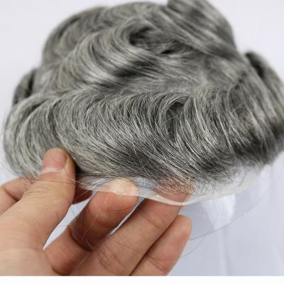 China Gray Hair Toupee For Men Hair Pieces Replacement System Toupee Men Straight Hair for sale