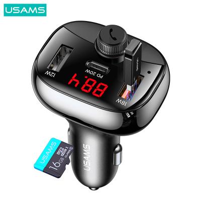 China CAR CHARGER USAMS US-CC143 50W 2A+C 3 Ports Digital Display FM Wireless Car Charger for sale