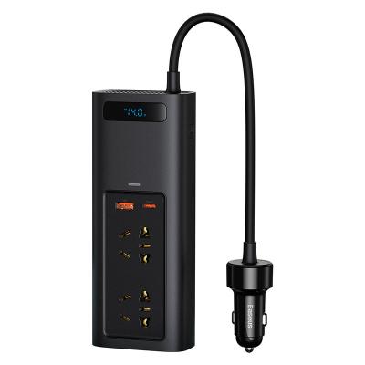 China PC+ABS Baseus 150W 220V CN/EU DC12V USB Fast Charging Inverter Type C Charger Car Power Adapter for sale