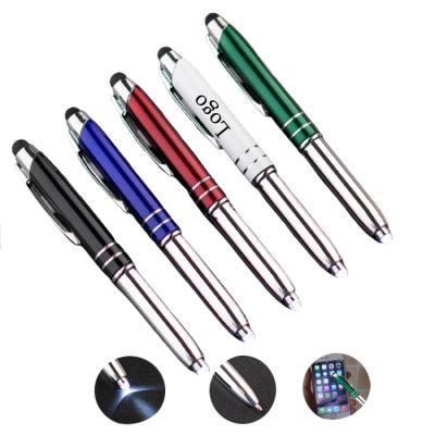 China Wholesale Promotional Multi Functional Simple Stylus Flashlight Metal Ball Pen for sale