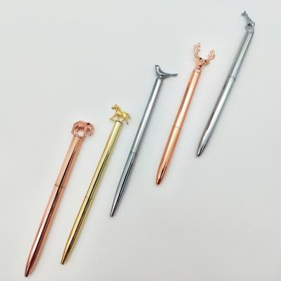 China Cheap Cute Silver Twist Ballpoint Pen China Metal Writing Smooth Animal Ballpoint Pen Gold Smear Proof With Custom Logo for sale