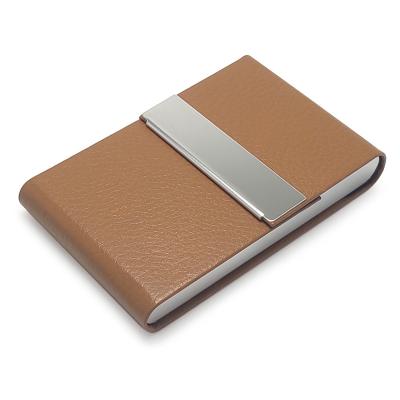 China Simple Promotional Gifts PU Collectible Card Case Metal Leather Custom Card Holder for sale