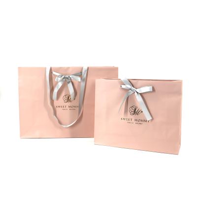 China Recycled Materials Top Selling Large Custom Made Eco Friendly Thank You Gift Wrapping Wedding Paper Bags With Ribbon Bowknot for sale