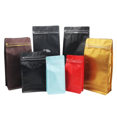 China 150g 250g 350g 500g 1kg Moisture Proof Custom Printed Compostable Kraft Paper Flat Bottom Black White Coffee Bean Bags for sale