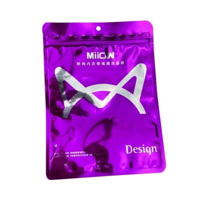 China Custom Logo Underwear Zipper Reclosable Packaging Bag Three Side Seal Moisture Proof Plastic Clothes Packaging Pouch With Window for sale