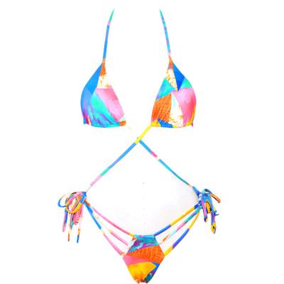 China New Europe and America color triangle split bikini for women sexy split suit for sale