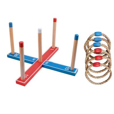 China Outdoor Sports Set Wooden Ring Toss Game Outdoor Game Rope Rings Game Set for sale