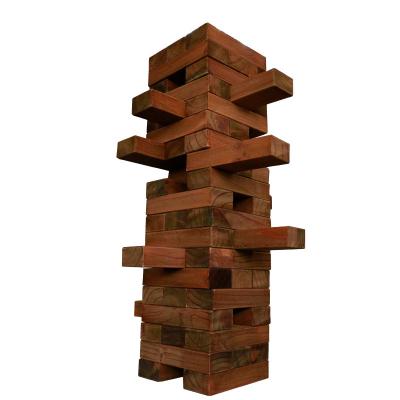 China Interesting Jumbo Tumbling Tower Blocks Tower For Outdoor Classic Play With Brown Stain Wood for sale