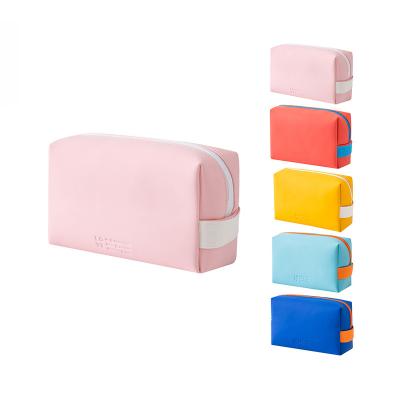 China Fashion Custom Waterproof PU Leather Travel Bag Small Private Label Pink Makeup Cosmetic Bag And Cases Make Up Pouch With Personal Logo for sale