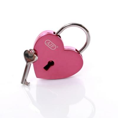 China AJF Padlock Heart-Shaped Heart Shaped Locks Popular Pink Color Zinc Alloy Love Lock for sale