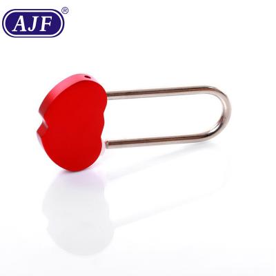 China Used As Love Lock AJF New Arrival Love Padlock Double Heart Couples Padlock Red Wedding Bridge for sale