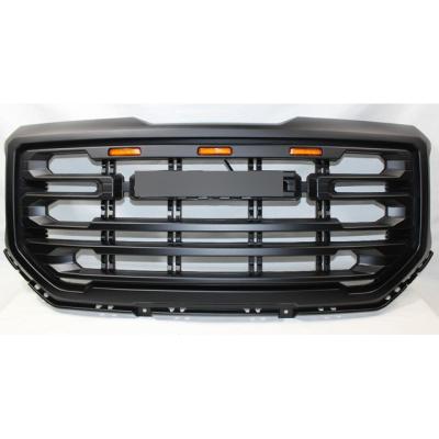 China New Style Front Grill Parts ABS Paint Offroad Factory-direct Replacement Black Front Grill With LED Lights For GMC 1500 2016-2018 for sale