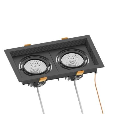 China Modern AR90 LED Grill Lights Double Heads 20W LED Recessed Mounted Grill Spot COB LED Light Beans Gall Lights for sale