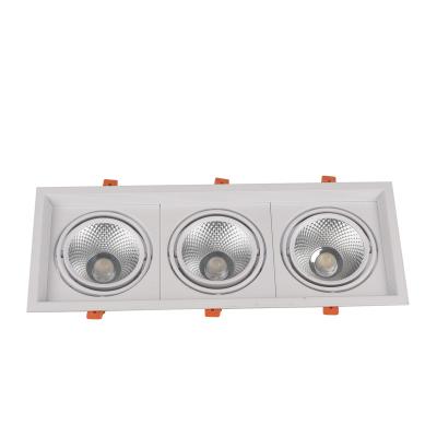 China Modern Three Heads 20W LED Grill Lights AR90 LED Recessed Mounted Gall Lights Beans For Window Foyer Lighting for sale