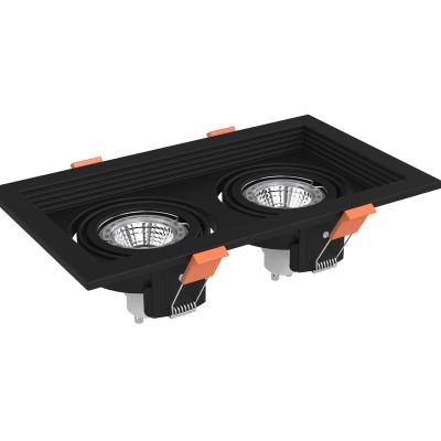 China Modern Rectangle Recessed GU10 MR16 Led Lamp Gimbal Frame LED Grill Light Fixture for sale