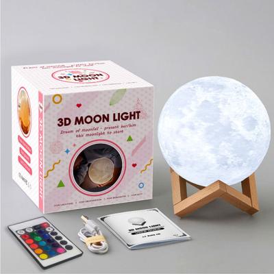 China Amazon Hot Sale Modern 3d Moon Lamp with 3 Color Slap Function and USB Charging as Christmas Gift Color Changing Moon Light for sale