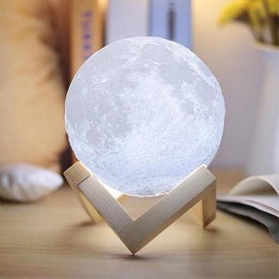 China 2019 modern best selling 15cm 3 color sensor touch led night light 3d moon light for home decor and as gifts to children for sale