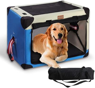 China Outdoor Pet Carrier Dog Travel Kennel Soft Cage Crate Foldable Quick Dismountable Washable Indoor Custom For Car for sale