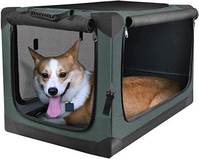 China Luxury Collapsible Portable Washable Outdoor Travel Bag Large Pet Dog Cage Stored Soft Crate Customized Kennel Carriers For Car for sale