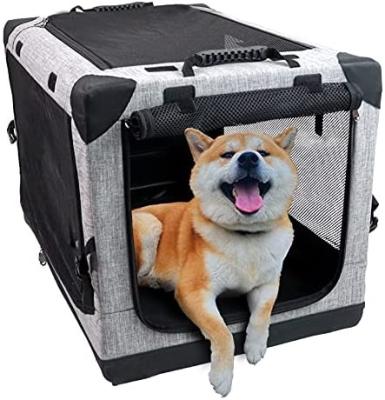 China Customized Outdoor Indoor Folding Portable Fast Folding Stored Dog Crate Carrier Large Dog Cage Pet Bag Washable Animal Travel For Car for sale