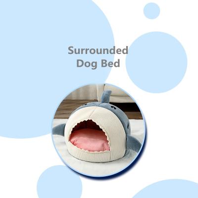 China New Design Pet Bed Stocked Animal Style Surrounded Cat Dog Bed Foldable Washable Soft Pet Sofa Wholesale Kennel With Mat for sale