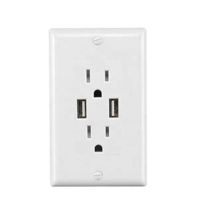 China 2USB Charger 2 Outlet GFCI Industrial Socket, 15A, Type Electrical Location Model Voltage Current Rated Origin 125V Commercial Standard for sale