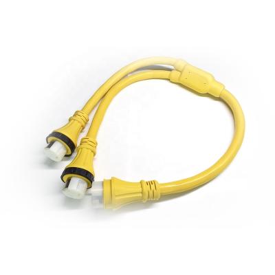 China Arine Shore Power Extension Connect Using Marine Shore Power Y-Adapter Cord 50 Amp SS2-50P to2*SS2-50R, Dual Female 10 GAUGE Extension Cord for sale