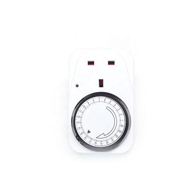 China 1 female sockets UK standard 24 hour indoor plug-in mechanical timer heavy duty with 3 pin grounded and polarized outlets for seasonal use for sale