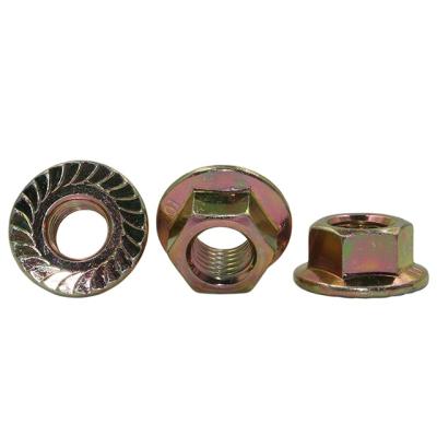 China Industry general flat face hexagonal flange nut GB6177.1-2000 color-plated flange nut for sale