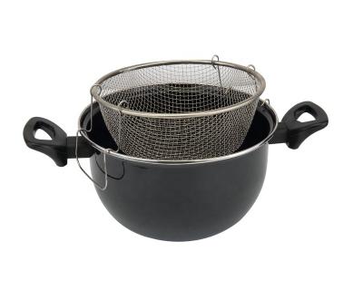 China Sustainable Enameled Deep Fryer Pot With Fryer Basket for sale