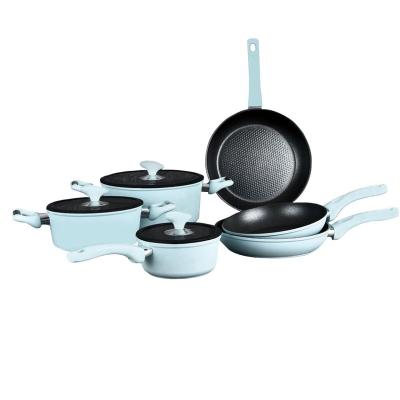 China Sustainable 9 Pcs Non Forged Aluminum Stick Cookware Set for sale