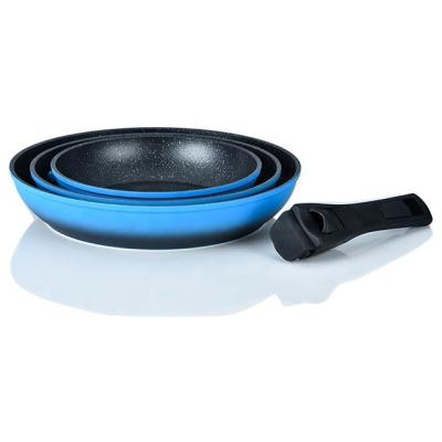 China Durable Forged Aluminum Color Changing Fry Pan Handle Removable Detachable Pan for sale