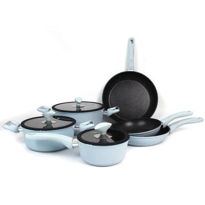 China Sustainable 9 Pcs Non Stick Forged Aluminum Cookware Set Kitchenware for sale