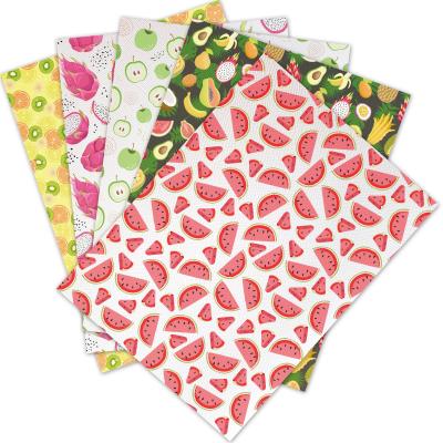 China Waterproof Fruit Printed PU Synthetic Leather Sheets for sale