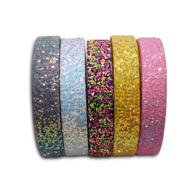 China Sustainable Hot New Sequin Grosgrain Ribbon Glitter Reversible Hair Accessories 38mm Headband for sale