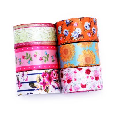 China Single Face Flower Printed Sublimated Satin Ribbon for sale