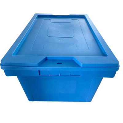 China Solid Box Stacking Moving Turnover Plastic Box Blue Color Tote Box for sale