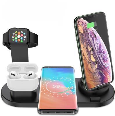 China Phone Watch For Iphone For Earphone 4 In 1 Wireless Charger Stand Multifunctional Fast Charging Led Wireless Charger Mobile Phone Holder for sale