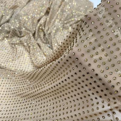 China Wholesale Flatback SS10 Rhinestone Net Mesh Rhinestone Tulle Lace Glitter Crystal Fabric va159 for sale