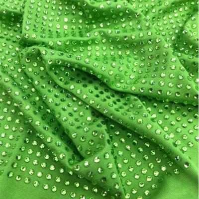 China Hot Selling Flatback Crystal Stretch Fabric Rhinestone Elastic Mesh Fabric va134 SS16 1*1.5meter For Dress for sale