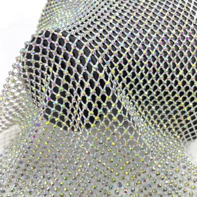 China Wholesale Crystal Spandex Flatback va150 diamond SS16 elastic fabric mesh with rhinestone rhinestone mesh fabric for clothes for sale