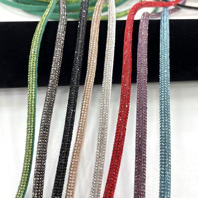 China TR079 Flatback Sandal High Quality Rhinestone Tube Rope Rhinestone Crystal Rope For Shoes for sale