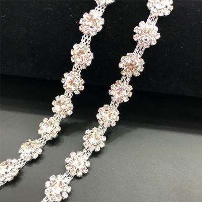 China Custom TR250 Flatback Silver Rhinestone Glass Trim By The Yard Rhinestone Chain Crystals For Shoe And Garment for sale