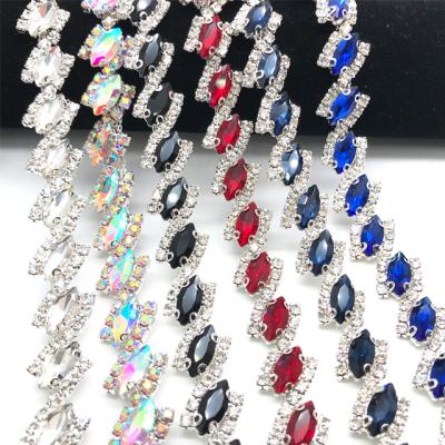 China TR236 Flatback Rhinestone Chain Roll Metal Rhinestone Cup Chain Trim Shinning Crystal For Dressing for sale