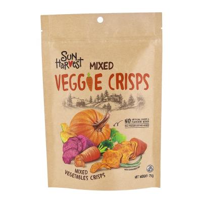 China Kraft Barrier Pouch Kraft Paper Packaging With Printing For 75g Vegetable Mix Crisps for sale