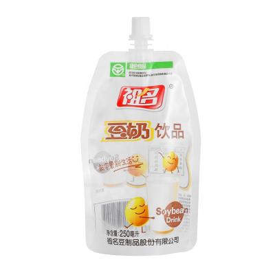 China Safety Shorts Shelf Life Custom Printed Spout Pouches For 250ml Soymilk Beverage for sale