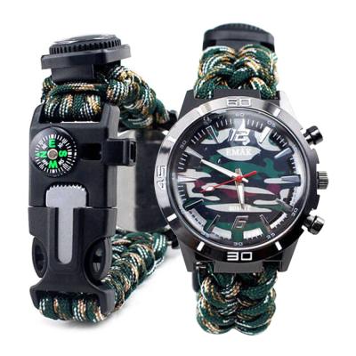 China Baiyuheng Strap Band Military Sports Paracord Survival Bracelet Watch for sale